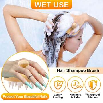 DAIIMOON Scalp Massager Shampoo Brush, Soft Silicone Scrubber for Scalp Clean, Eco-bamboo Antistatic...