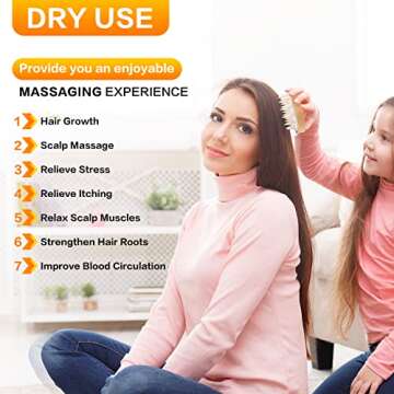 DAIIMOON Scalp Massager Shampoo Brush, Soft Silicone Scrubber for Scalp Clean, Eco-bamboo Antistatic, Wet Dry Hair Care, Ease for All Hair Types, Gifts for Women Men