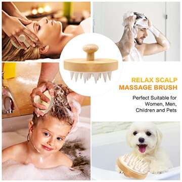 DAIIMOON Scalp Massager Shampoo Brush, Soft Silicone Scrubber for Scalp Clean, Eco-bamboo Antistatic, Wet Dry Hair Care, Ease for All Hair Types, Gifts for Women Men