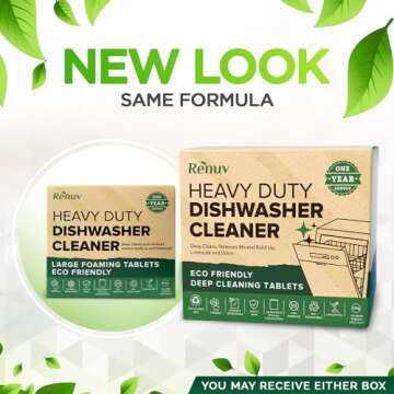 Heavy Duty Dishwasher Cleaner and Deodorizer Tablets, Descaler, Deep Cleaning, Natural Odor and Smel...