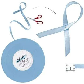 Light Blue Ribbon 1/4 Inches 36 Yards Satin Roll Perfect for Art, Wedding, Wreath, Baby Shower, Packing Birthday, DIY Hair Accessories Scrapbooking Wrapping Christmas Other Projects Sky Color