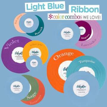 Light Blue Ribbon 1/4 Inches 36 Yards Satin Roll Perfect for Art, Wedding, Wreath, Baby Shower, Packing Birthday, DIY Hair Accessories Scrapbooking Wrapping Christmas Other Projects Sky Color