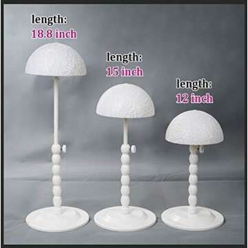 Youngther 2Pcs Wig Stand Adjustable Height Hat Display Portable Folding Wig Head Holders Plastic Wig Stand for Styling Wig Hair Drying Display(2 PCS (PACK OF 2) )(PACK OF 2)