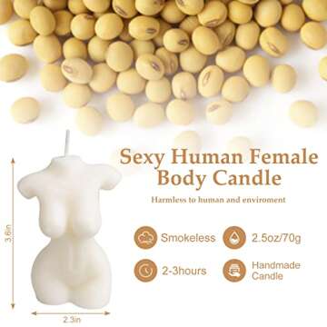 2 PCS Bubble Candle White Aromatherapy Candle, Cube Candle and Female Body Shaped Candle, Handmade Soy Wax Scented Candle Decorative Candle for Bedroom Bathroom Wedding