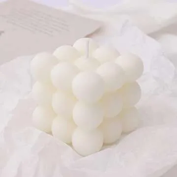 2 PCS Bubble Candle White Aromatherapy Candle, Cube Candle and Female Body Shaped Candle, Handmade Soy Wax Scented Candle Decorative Candle for Bedroom Bathroom Wedding