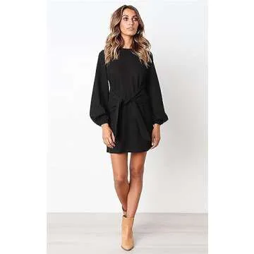 Elegant Long Lantern Sleeve Cocktail Dress for Women