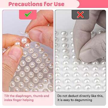 Caffox Self Adhesive White AB Hair Pearls Stickers