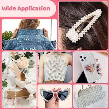 Caffox Self Adhesive White AB Hair Pearls Stickers
