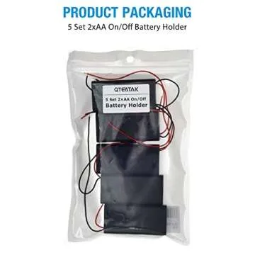 QTEATAK 5Pcs 2X 1.5V AA Battery Holder Case with On/Off Switch and Wire Leads