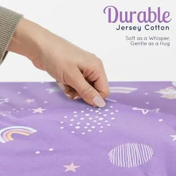 GROW WILD Unicorns & Rainbows Fitted Crib Sheets Girl (3 Pack) - Soft Jersey Cotton Fitted Sheet, Toddler Bed Mattress & Baby Crib Bedding Set for Girls, Baby Girl Nursery Crib - Pink, Purple & White