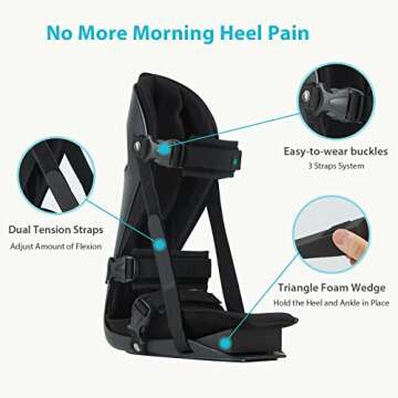 KD Plantar Fasciitis Night Splint, Plantar Fasciitis Relief Brace for Achilles Tendonitis, Foot Pain, Heel Spur, Calf Stretching, Fits Right or Left Foot