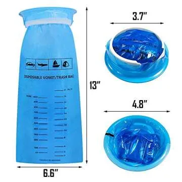ATDAWN 50 Pack Emesis Bag, Disposable Vomit Bags, Aircraft & Car Sickness Bag, Nausea Bags for Trave...