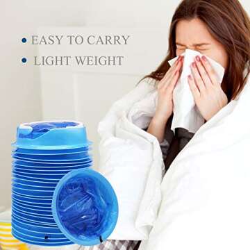 ATDAWN 50 Pack Emesis Bag, Disposable Vomit Bags, Aircraft & Car Sickness Bag, Nausea Bags for Travel Motion Sickness (Blue)