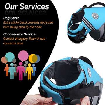VIVAGLORY Sports Style Dog Life Jacket with Adjustable & Durable, Extra Flotation Swim Life Vest with Secure Fastening System for Medium Dogs, Blue
