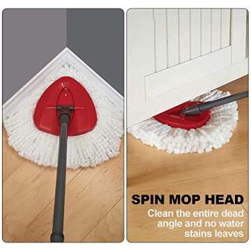 4Pack Spin Mop Heads Replacements, Easy Cleaning Spin Mop Refills Microfiber Mop Heads, 360Degree Easy Wring Dust Mop Head Replacement for Floor Cleaning, White,Triangle Shape