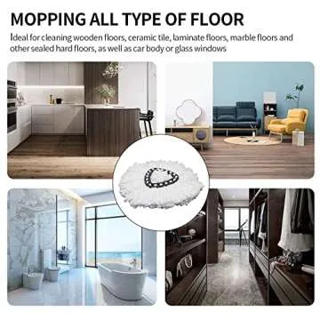 4Pack Spin Mop Heads Replacements, Easy Cleaning Spin Mop Refills Microfiber Mop Heads, 360Degree Easy Wring Dust Mop Head Replacement for Floor Cleaning, White,Triangle Shape