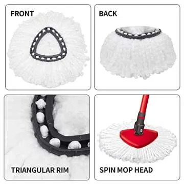 4Pack Spin Mop Heads Replacements, Easy Cleaning Spin Mop Refills Microfiber Mop Heads, 360Degree Easy Wring Dust Mop Head Replacement for Floor Cleaning, White,Triangle Shape