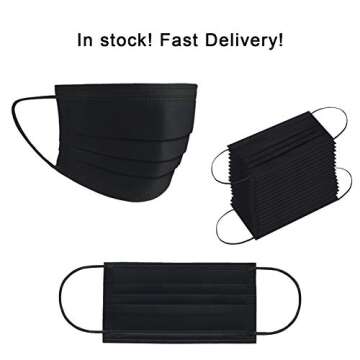 50pcs Disposable Face Mack 3 Layers Safety Face Shield Filter With Elastic Ear Loop Comfortable for ...