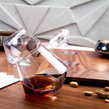 Sempli Cupa-Rocks Tumbler Glasses Set of 2 - Hand Blown Whiskey Glasses for Scotch, Bourbon & Brandy, Lead-Free Crystal, Swirling Aeration, Ultra Clear - 9.25 oz