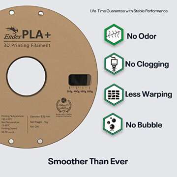 Ender PLA + 1.75mm Filament, Neatly Wound 3D Printer PLA Pro Filament, 1kg Spool (2.2lbs), Dimensional Accuracy +/- 0.03 mm, Fit Most FDM 3D Printers, Black