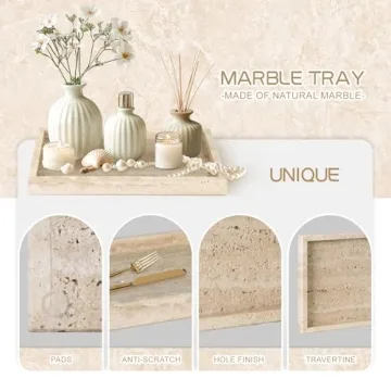 MAONAME Marble Decorative Tray for Home & Vanity Organization