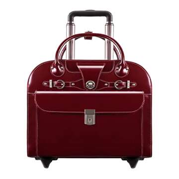 McKlein Edgebrook, Wheeled Ladies' Laptop Briefcase, Top Grain Cowhide Leather, Red (96316)