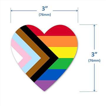 Progress Pride Rainbow Flag Sticker | Show Your Love for The LGBT Family with This Vinyl Decal on Your Laptop, Car Bumper, or Hydro-Flask (Heart 3 X 3 Inch)