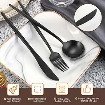 Matte Black Silverware Set,20 Piece Stainless Steel Flatware Set,Service for 4,BEGEEL Satin Finish Tableware Cutlery Set,Utensil Sets for Kitchen and Home,Dishwasher Safe