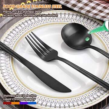 Matte Black Silverware Set,20 Piece Stainless Steel Flatware Set,Service for 4,BEGEEL Satin Finish Tableware Cutlery Set,Utensil Sets for Kitchen and Home,Dishwasher Safe