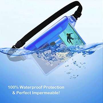AiRunTech Waterproof Pouch with Waist Strap (2 Pack) | Beach Accessories Best Way to Keep Your Phone and Valuables Safe and Dry | Perfect for Boating Swimming Snorkeling Kayaking Beach Pool Water Park