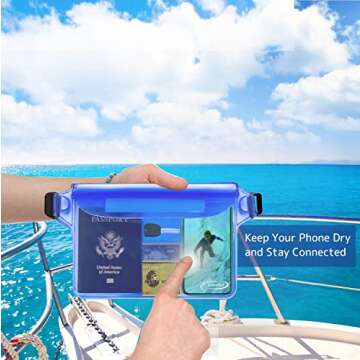 AiRunTech Waterproof Pouch with Waist Strap (2 Pack) | Beach Accessories Best Way to Keep Your Phone and Valuables Safe and Dry | Perfect for Boating Swimming Snorkeling Kayaking Beach Pool Water Park