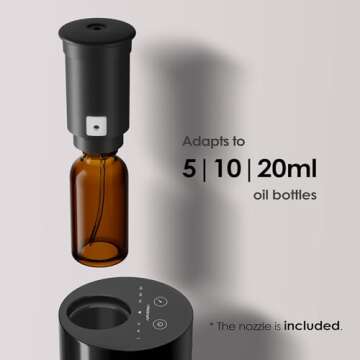 Airversa Waterless Diffuser for Essential Oil Nebulizer Battery Operated Mini Scent Air Machine Aromatherapy Atomizing Diffuser 1/2/3H/Continous Mode 3 Mist Level for Home Room Cars Office AN6 Black