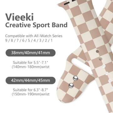 Luxury Brown Checkered Watch Band Compatible with Apple Watch Band 38mm 40mm 41mm 42mm 44mm 45mm 46mm 49mm for Women, Strap Replacement for iWatch Series Ultra 10 9 8 7 6 5 4 3 (Checkerboard, 42mm)