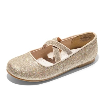 DREAM PAIRS Unisex-Child Flats, Mary Jane Shoes in Gold for Big Kids