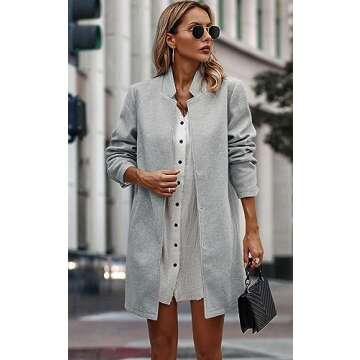 Angashion Women Casual Blazer Jacket - Long Sleeve Open Front Cardigan Lapel Button Work Office Blaz...