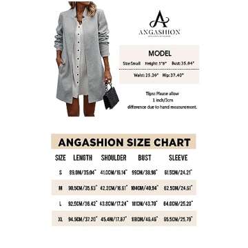Angashion Women Casual Blazer Jacket - Long Sleeve Open Front Cardigan Lapel Button Work Office Blazers with Pockets