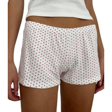 Adoeren Women Lounge Shorts Y2k Elastic Low Rise Pajama Shorts Floral Print Cute Sleep Shorts Pj Bot...