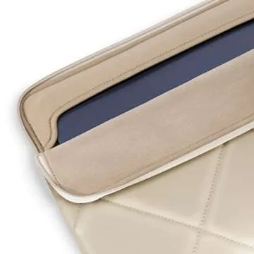 Comfyable Slim Cute Laptop Sleeve 13 Inch 14 Inch Compatible for MacBook Air M2 M1, MacBook Pro 13-14 Inch M4 M3 M2 M1, Quilted Faux Leather Computer Carrying Mac Case, Beige