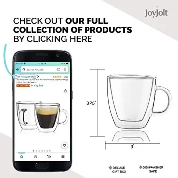 JoyJolt Savor Double Wall Espresso Mugs - Set of 2