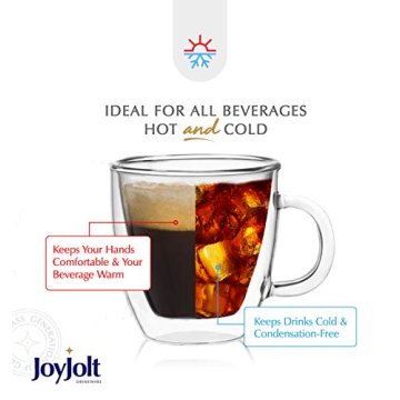 JoyJolt Savor Double Wall Espresso Mugs - Set of 2