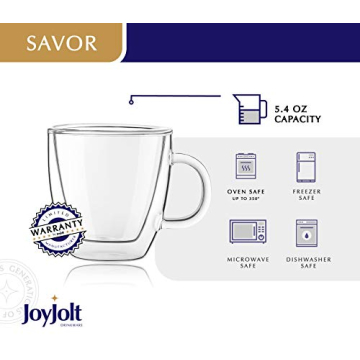 JoyJolt Savor Double Wall Espresso Mugs - Set of 2