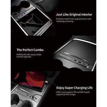 JOWUA Mini LED Hub for Tesla Model Y & 3 with USB Ports