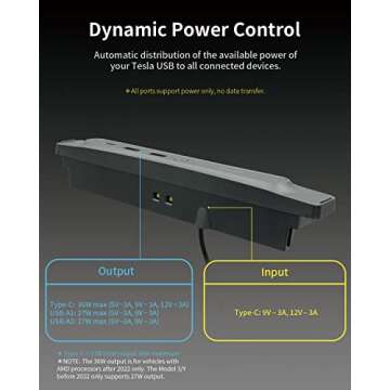 JOWUA Mini LED Hub for Tesla Model Y & 3 with USB Ports