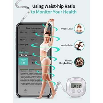 Slimpal Smart Body Tape Measure, FSA HSA Eligible Approved Measuring Tape for Body Measurements Device, Retractable Bluetooth Monitoring Body Fat BMI Tool for Fitness Shape & Weight Loss