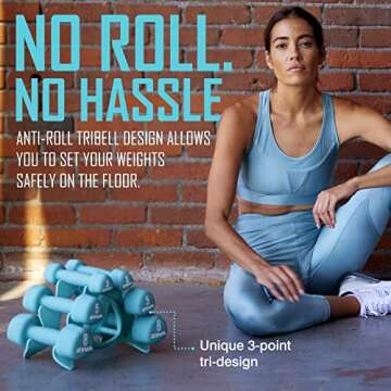 ZIVA 3lb Rubber Tribell Dumbbell Pairs for Strength Training