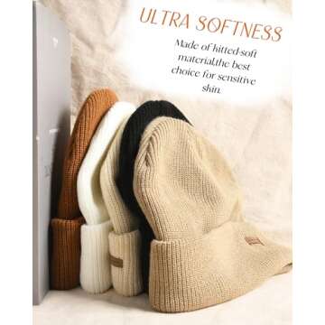 Camptrace Beanie Hat for Women Men Slouchy Beanies Womens Winter Hats Knit Cuffed Warm Ski Caps Brown