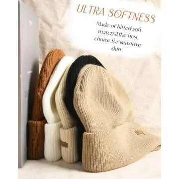 Camptrace Beanie Hat for Women Men Slouchy Beanies Womens Winter Hats Knit Cuffed Warm Ski Caps Brown