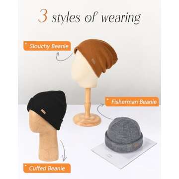 Camptrace Beanie Hat for Women Men Slouchy Beanies Womens Winter Hats Knit Cuffed Warm Ski Caps Brown