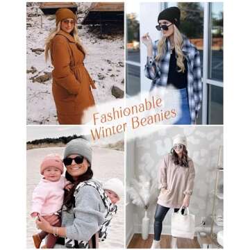 Camptrace Beanie Hat for Women Men Slouchy Beanies Womens Winter Hats Knit Cuffed Warm Ski Caps Brown