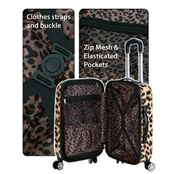 Rockland Safari Hardside Spinner Luggage Set in Leopard - 3 Piece
